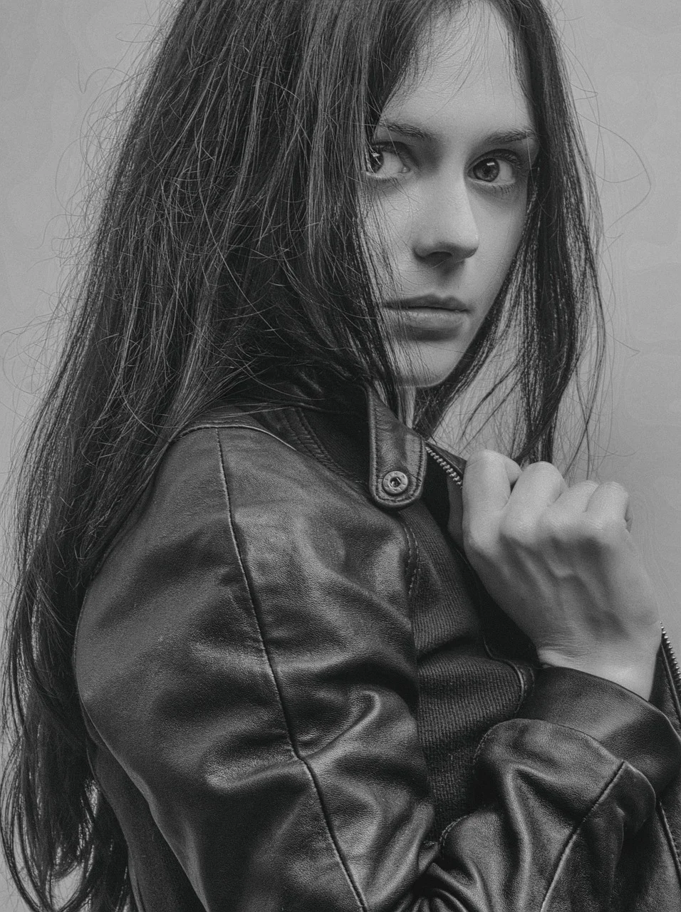 portrait, woman, fashion, expressionless
