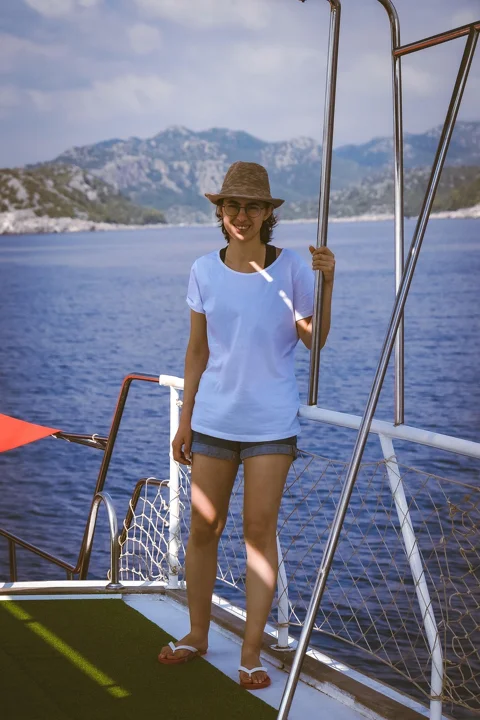 girl, sea, yacht tour, antalya