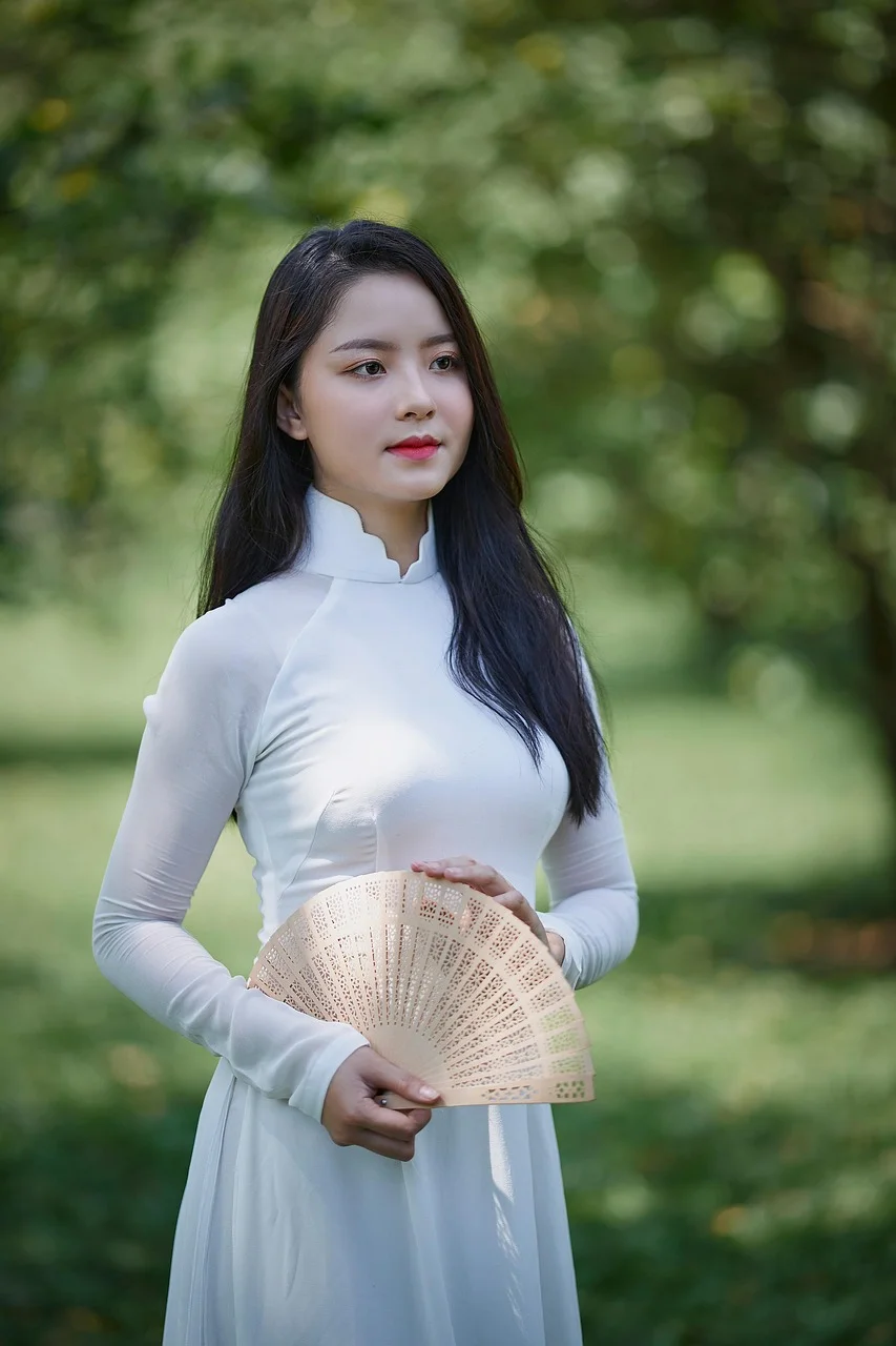 woman, ao dai, vietnamese, long dress