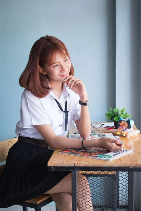 students, cafe, girl, woman