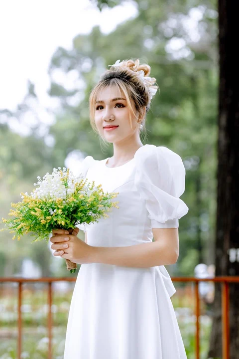 bride, model, woman, white dress