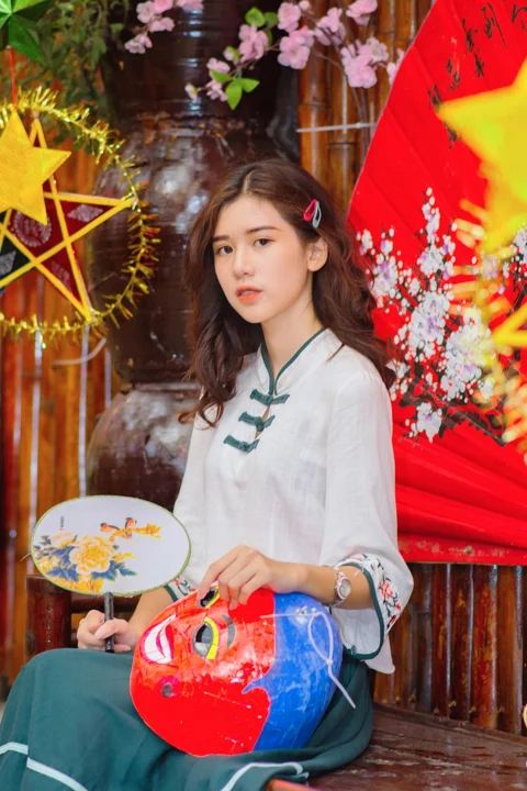 mid-autumn, festival, girl, asian