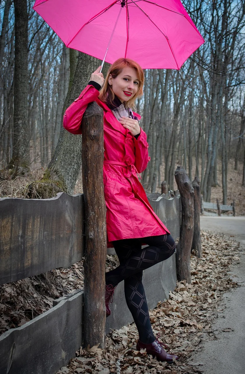 woman, portrait, model, raincoat