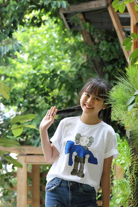 smile, woman, outdoors, garden