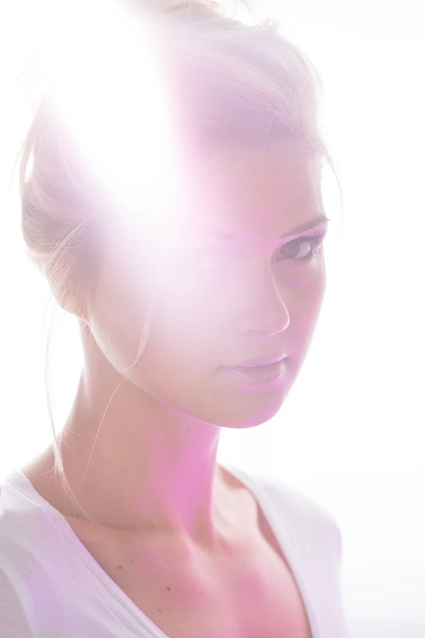 beautiful, face, girl, light