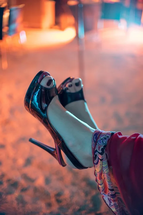 高跟鞋, 海灘, 女人, 海