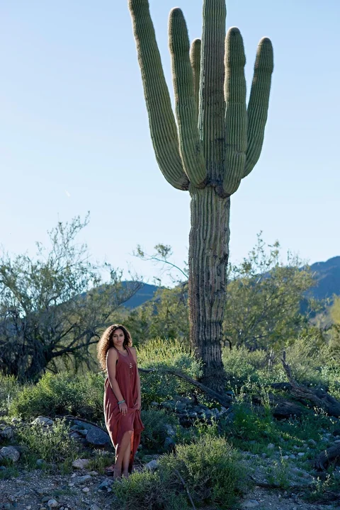 desert, cactus, road, girl