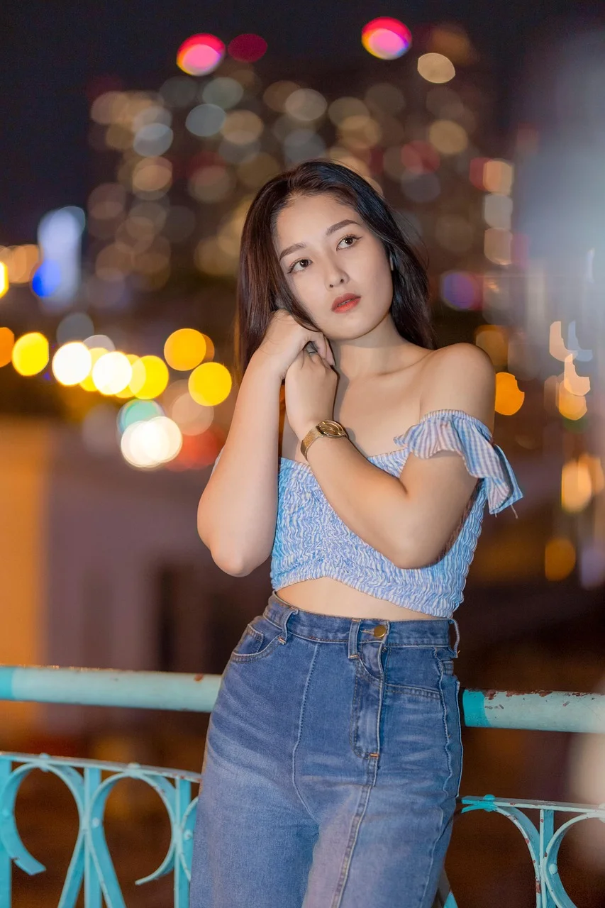 fashion, woman, bokeh, night