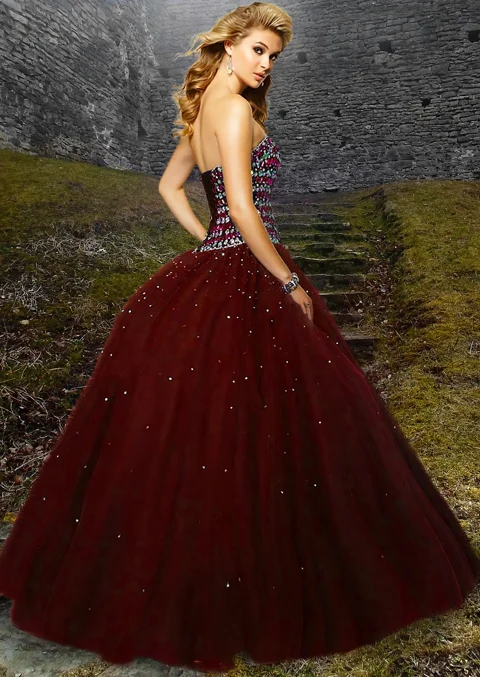 woman, beautiful, red gown, blonde hair