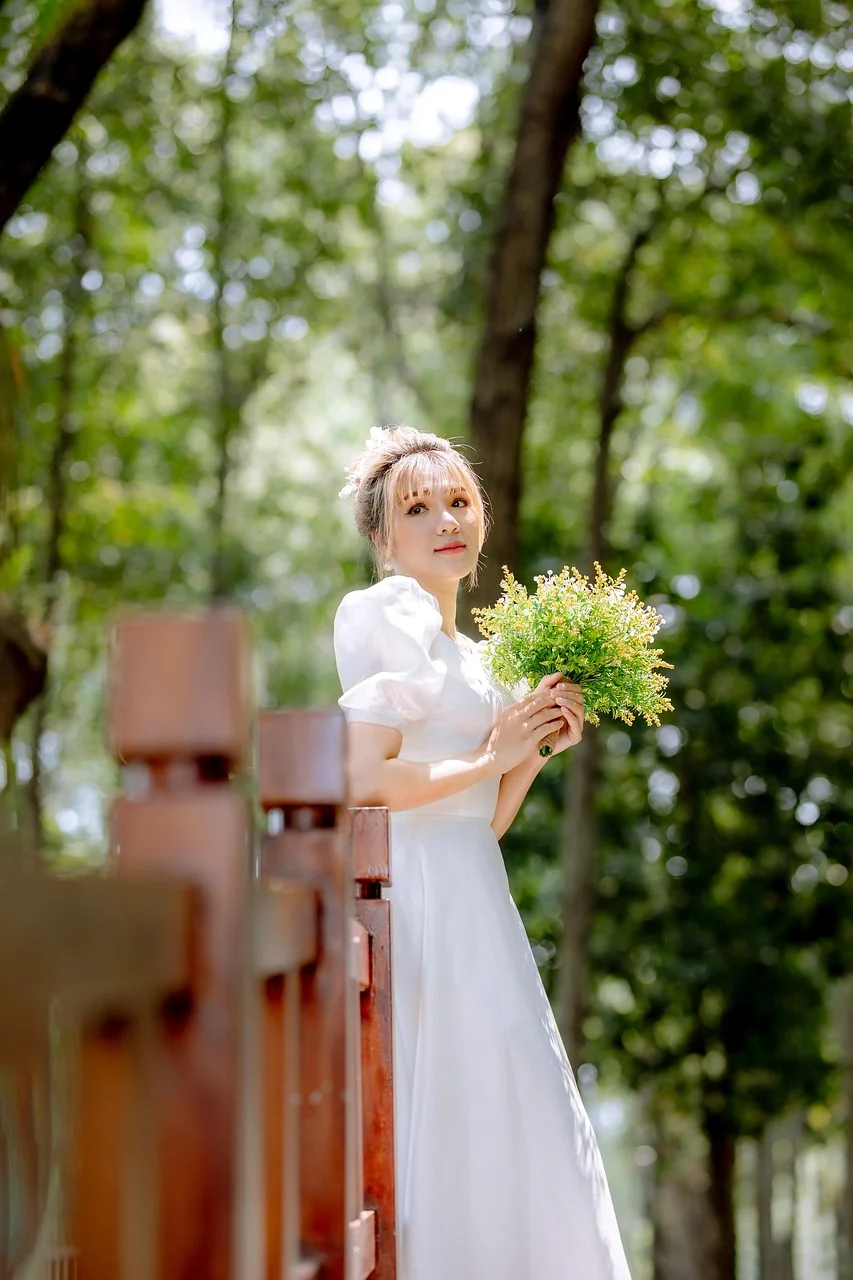 bride, model, woman, white dress