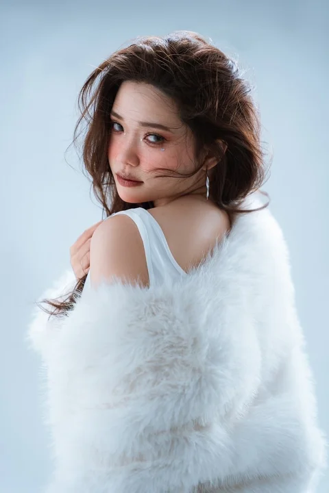 woman, model, fur, dress