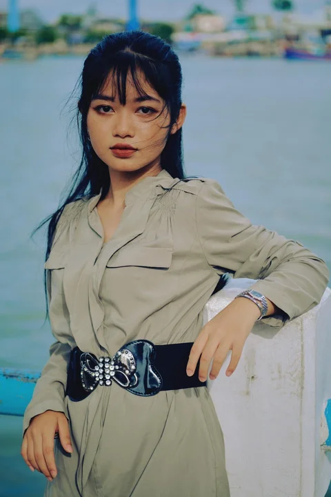 女人、肖像、河流、自然