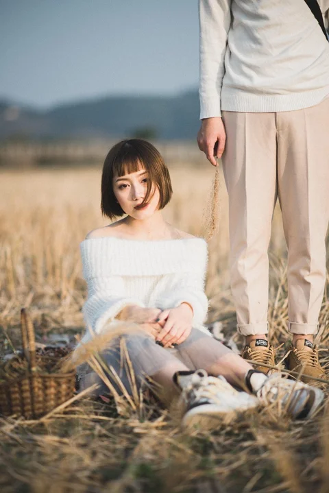 女孩，自然，独自，田野