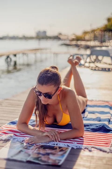 woman, leisure, vacation, beach