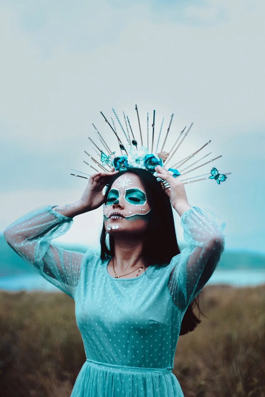 woman, modeling, day of the dead, costume