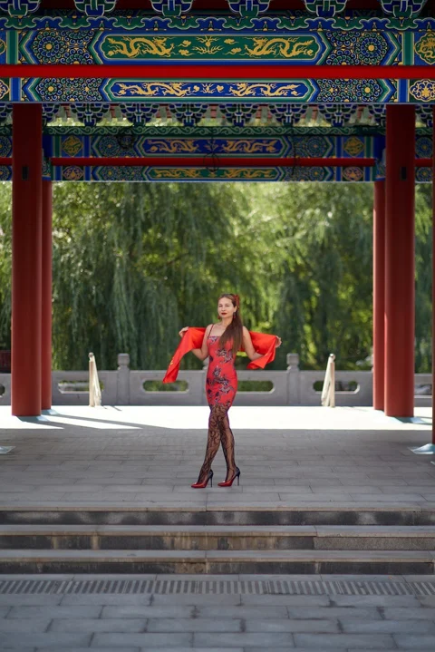 女性, 戶外, 公園, 華民