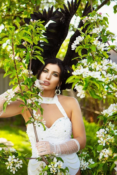 model, glamour, flowers, fantasy