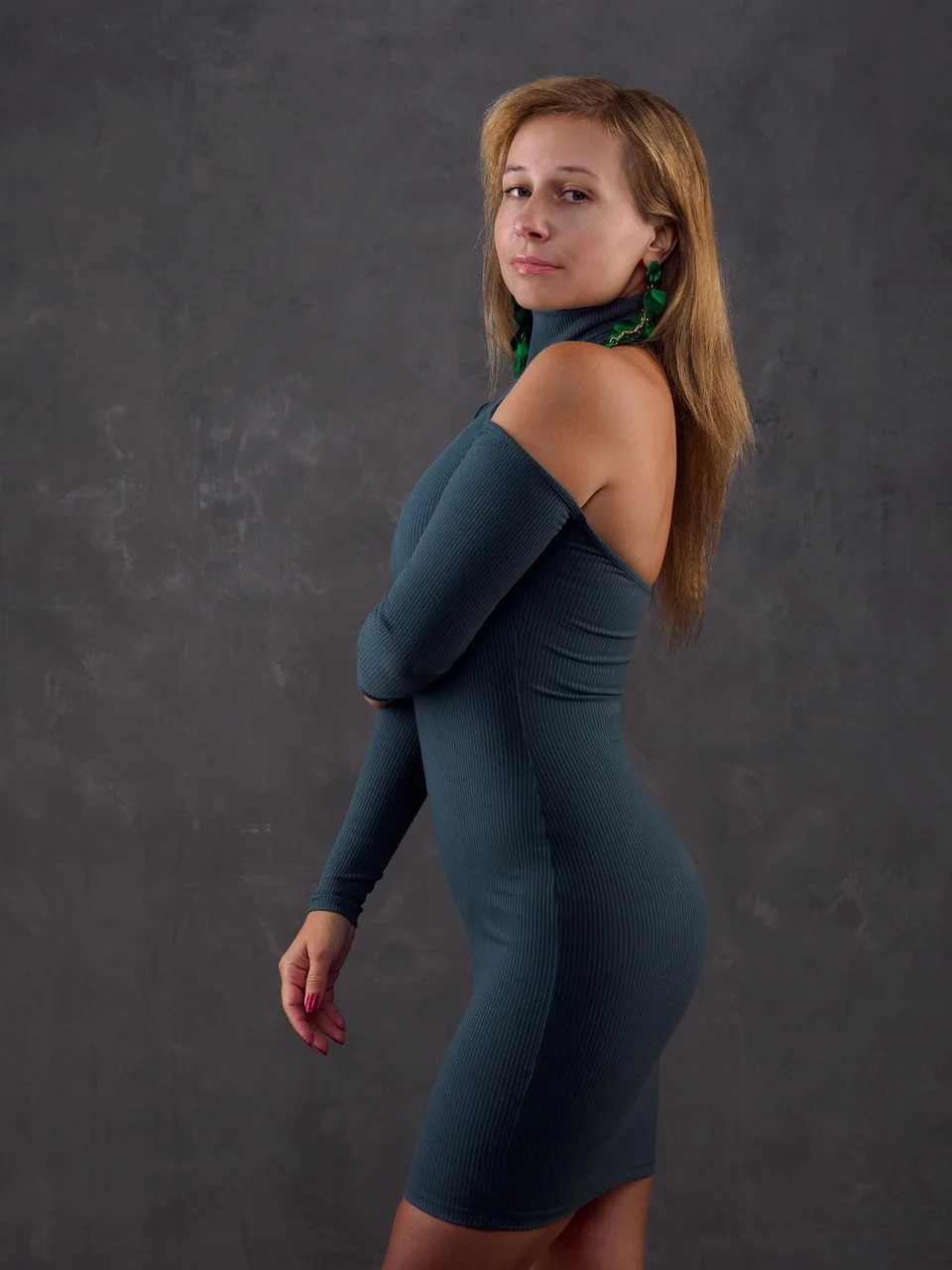 woman, portrait, blonde, dress