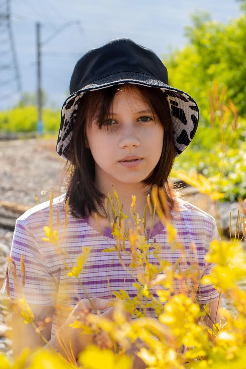 girl, model, portrait, hat