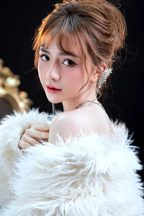 美麗, 女人, 皮草大衣, 漂亮