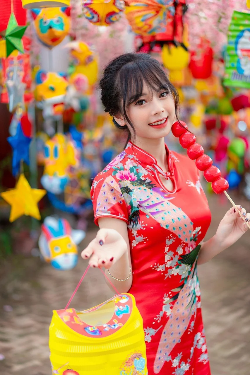 mid-autumn, lanterns, asian, woman