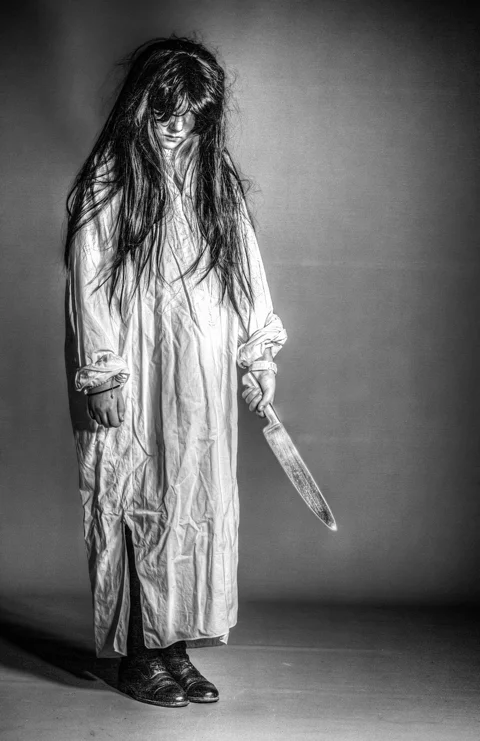 scary, girl, crazy, knife