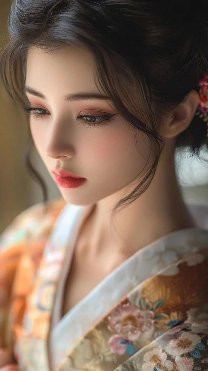 아름다운, 여성, 일본인, 기모노