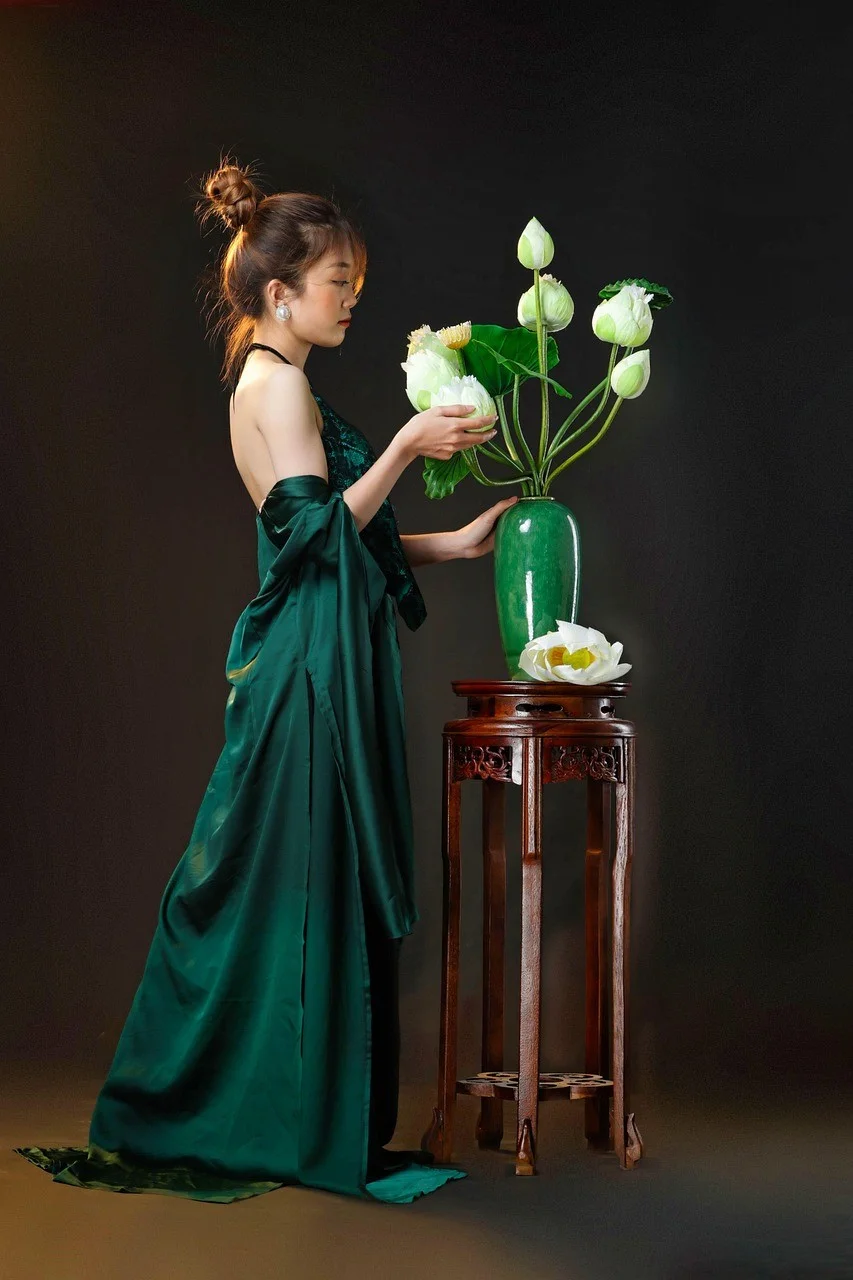 asian woman, vietnam, lotus flowers, hanoi
