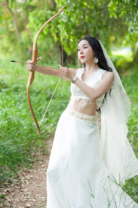 女性, 弓箭手, 连衣裙, 美丽