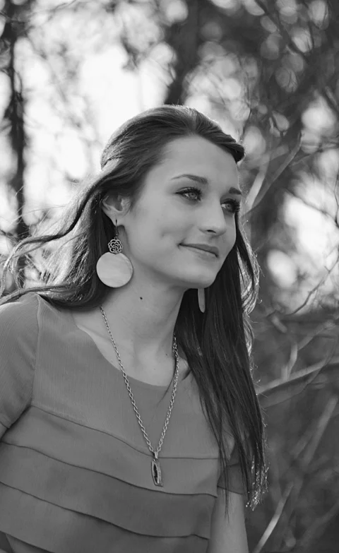 girl, smile, black and white, portrait