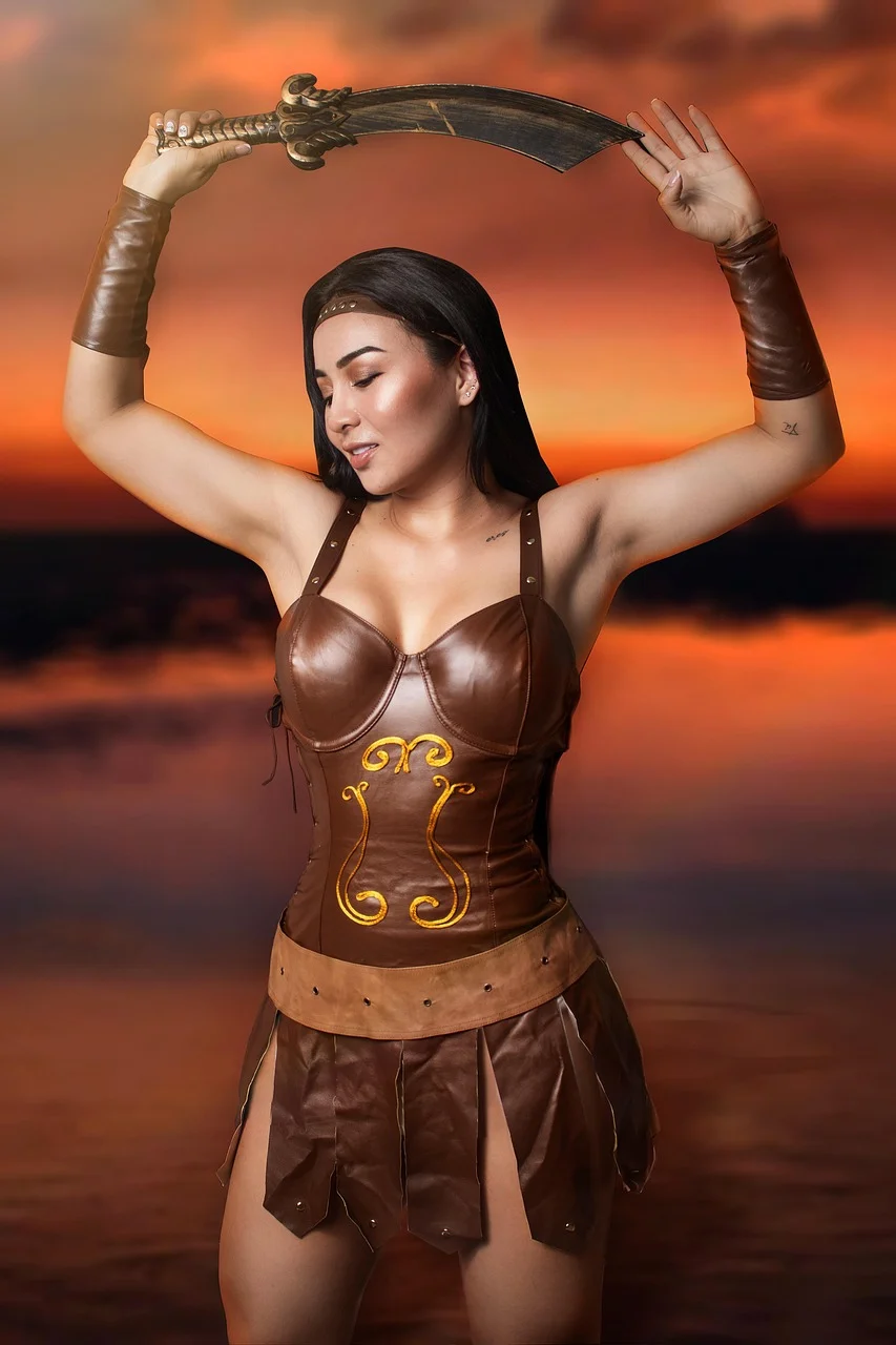 model, portrait, woman, costume