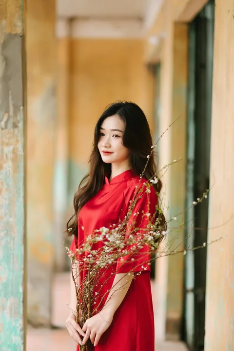 越南,奥黛,女人,肖像