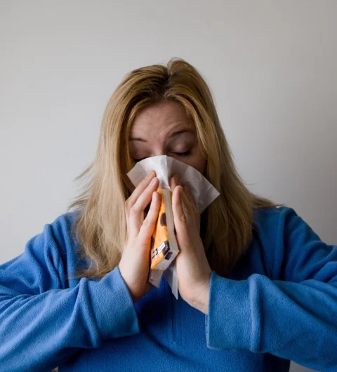woman, sneeze, blowing nose, influenza