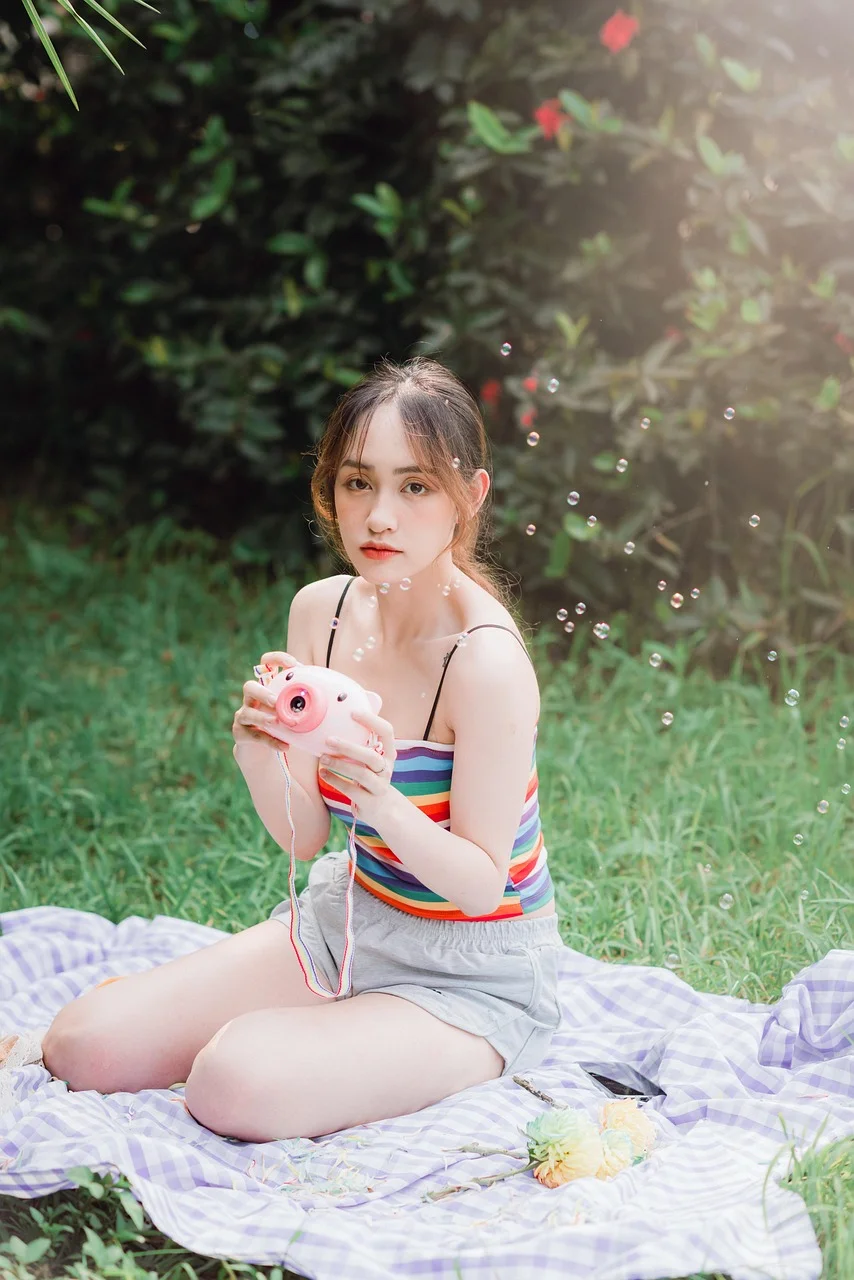 女人, 模特, 花, 花束