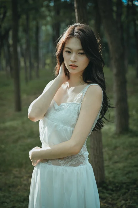 여자, 숲, 자연, 드레스