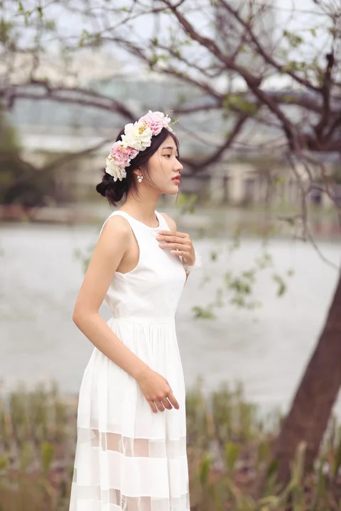 woman, model, portrait, wreath