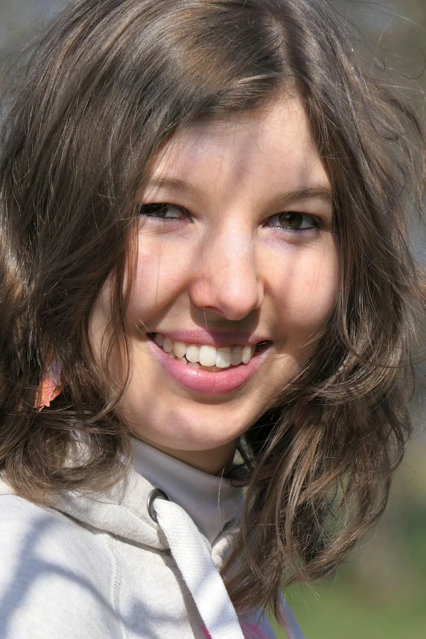 portrait, face, young woman, smile