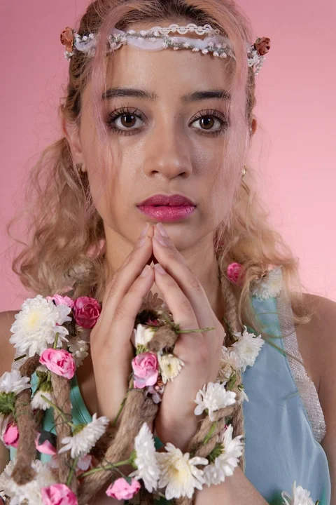 女性，模特，鲜花，春天
