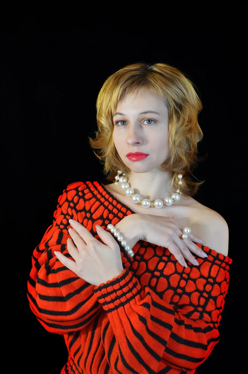 女性, ネックレス, 真珠, 数珠