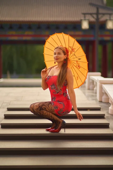 女性, 戶外, 公園, 華民