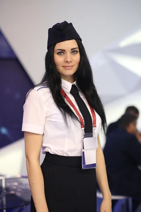 woman, uniform, employee, tie