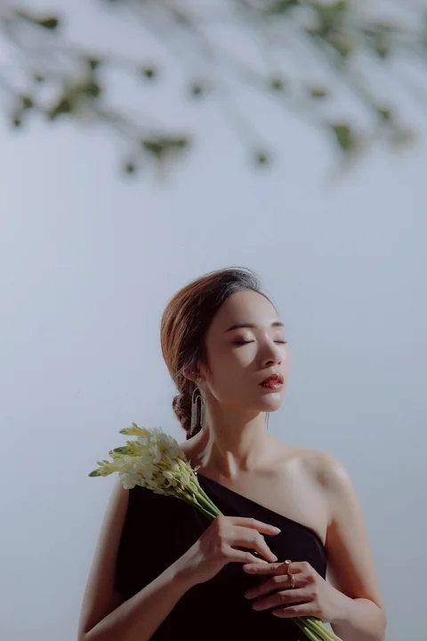女子，模特，年轻，花朵