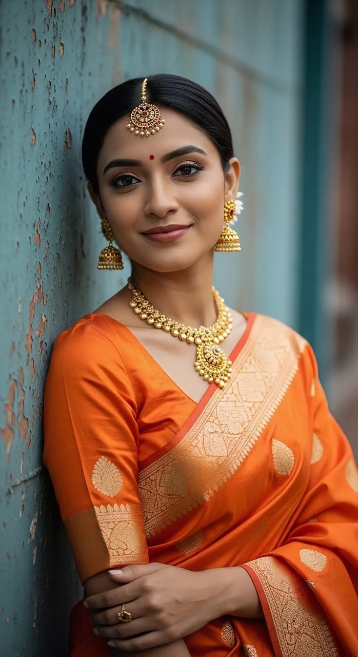 indian culture, traditional attire, gold jewelry, woman