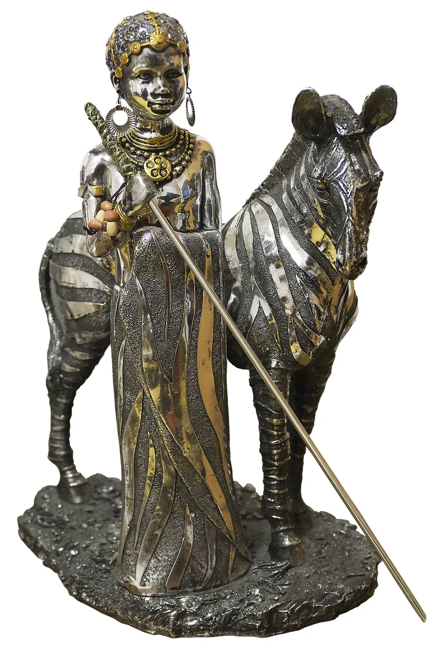 figure, african, zebra, woman