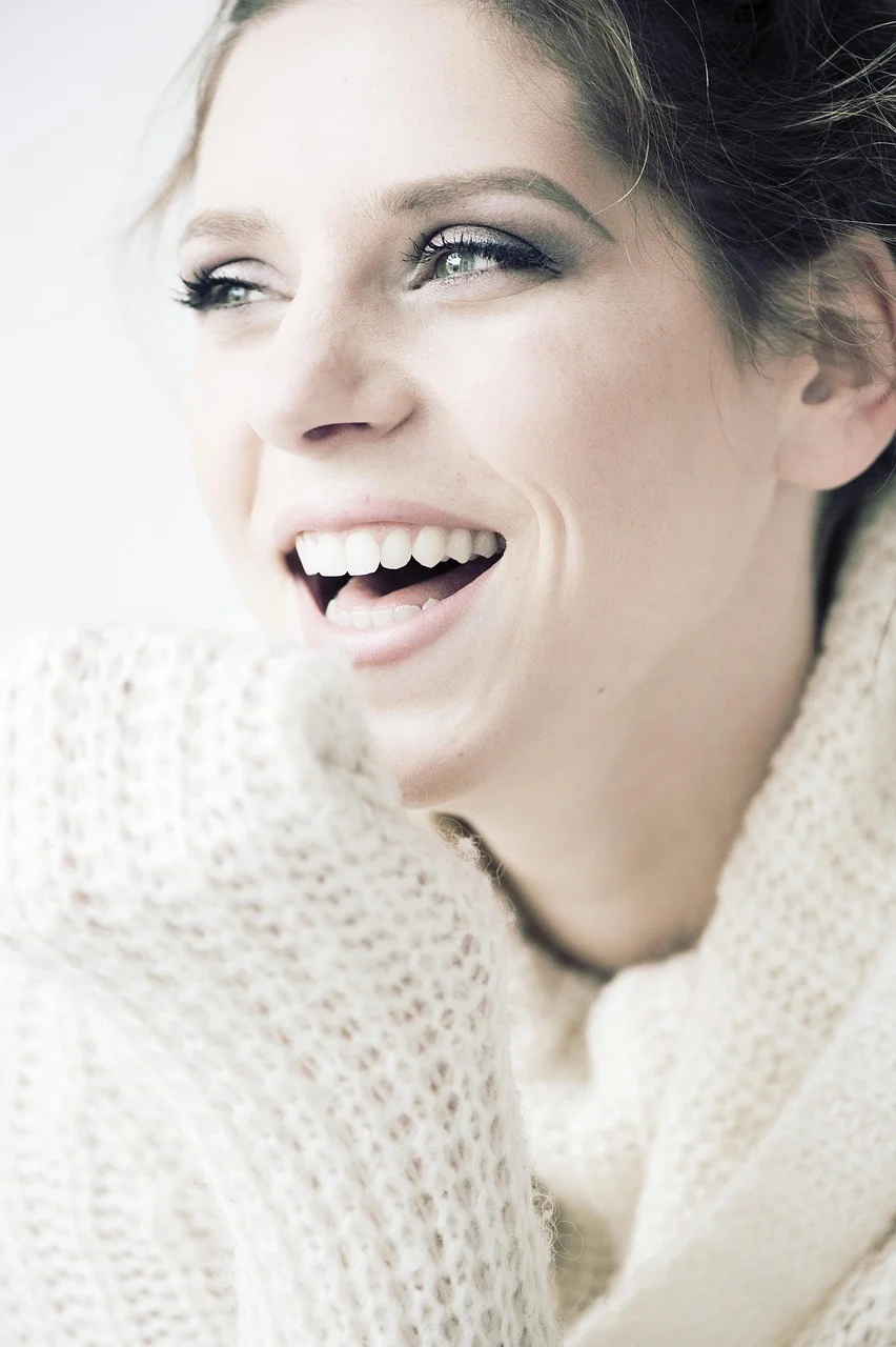 woman, portrait, face, knitted