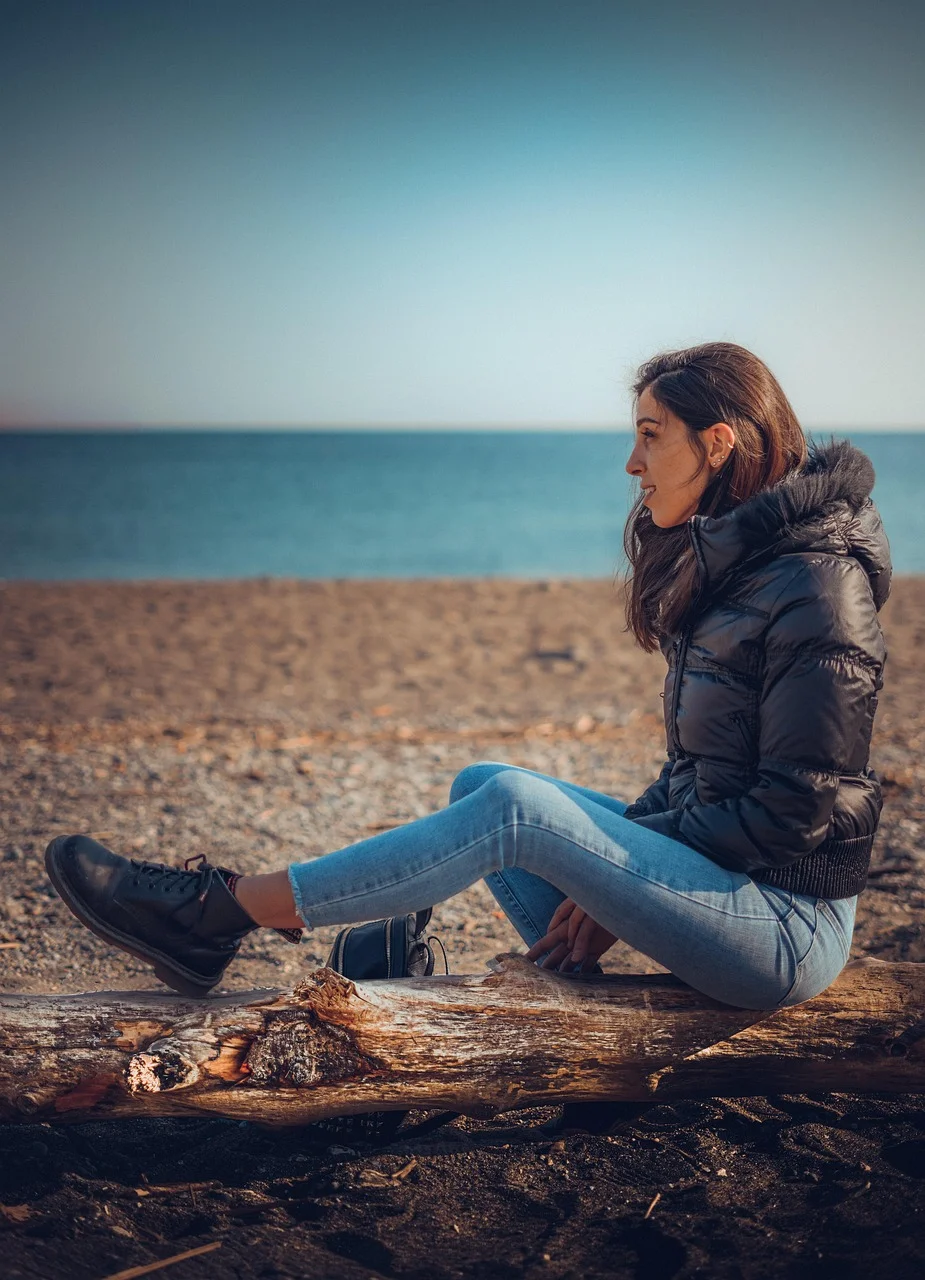 girl, sea, beach, sand