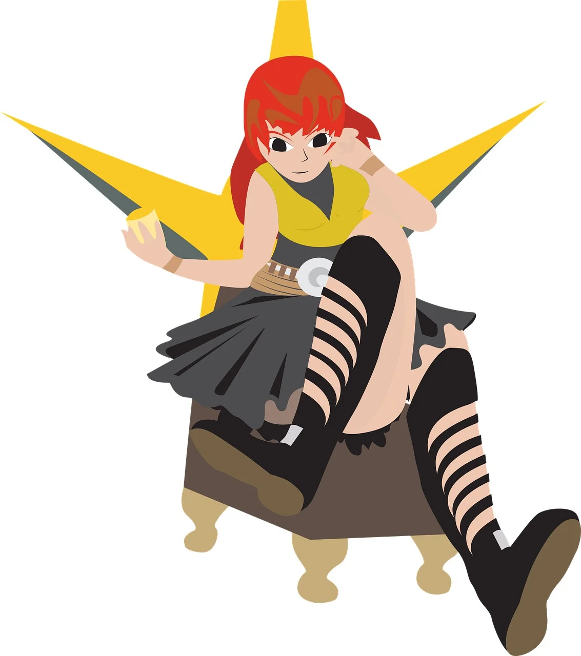 girl sitting on a throne, red head woman sitting, svg file, queen