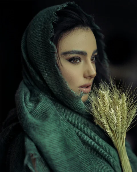 a woman wearing a head scarf
