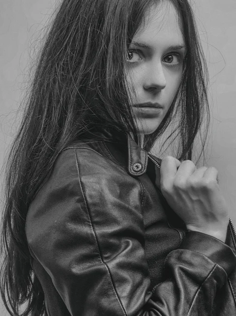 portrait, woman, fashion, expressionless
