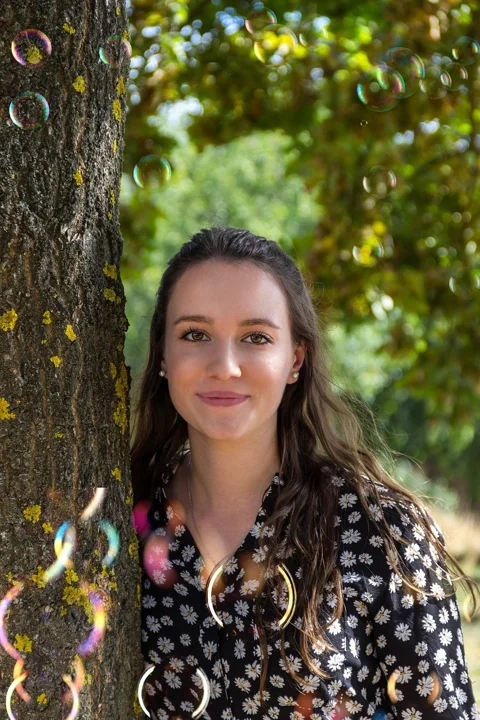 woman, young, beautiful, tree